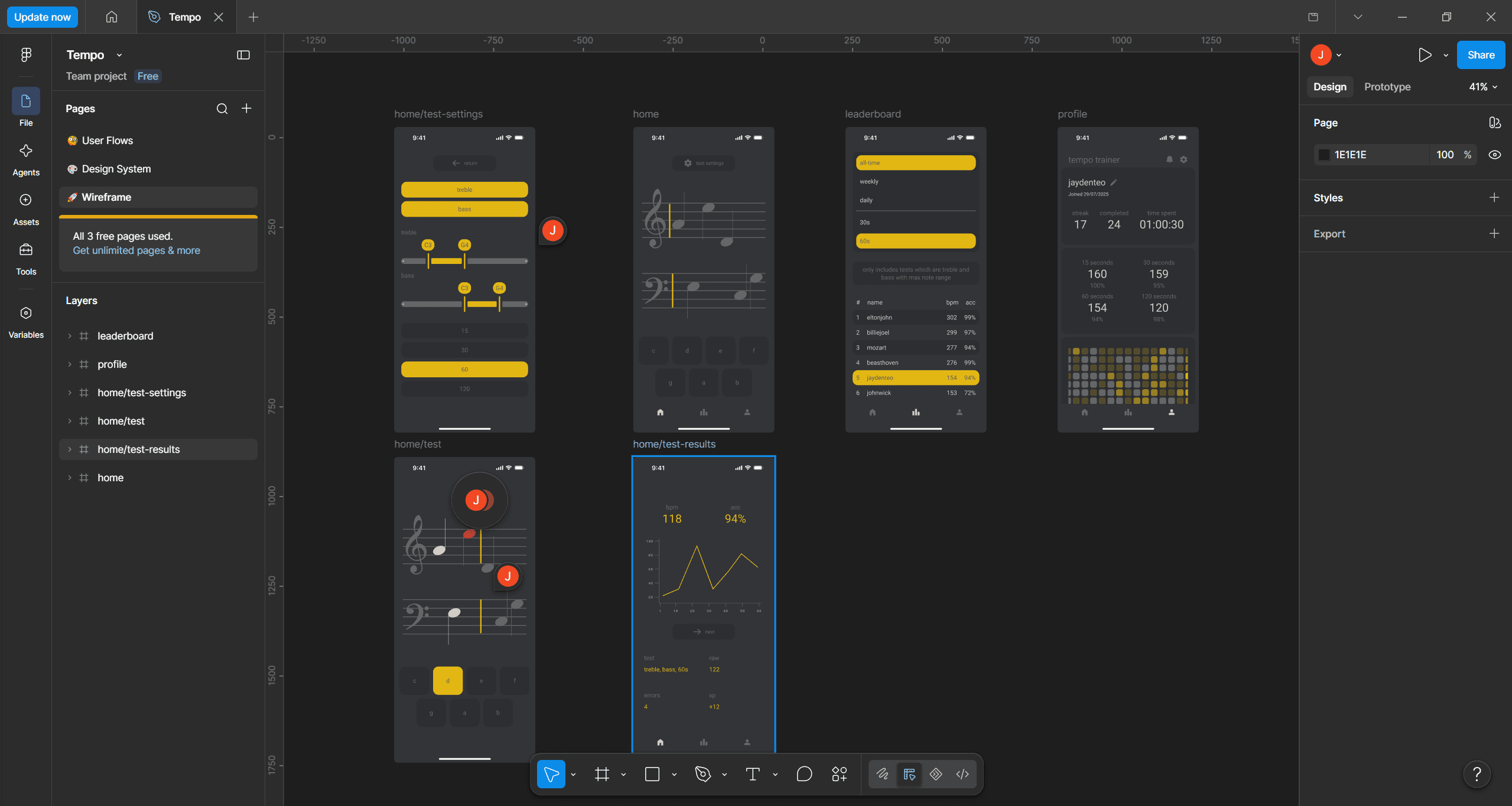 Design process screenshot